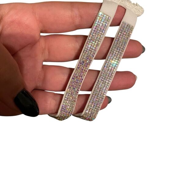 Victoria’s Secret Women’s L Double Shine‎ Rhinestone Strap Lace Thong White New - Picture 5 of 8